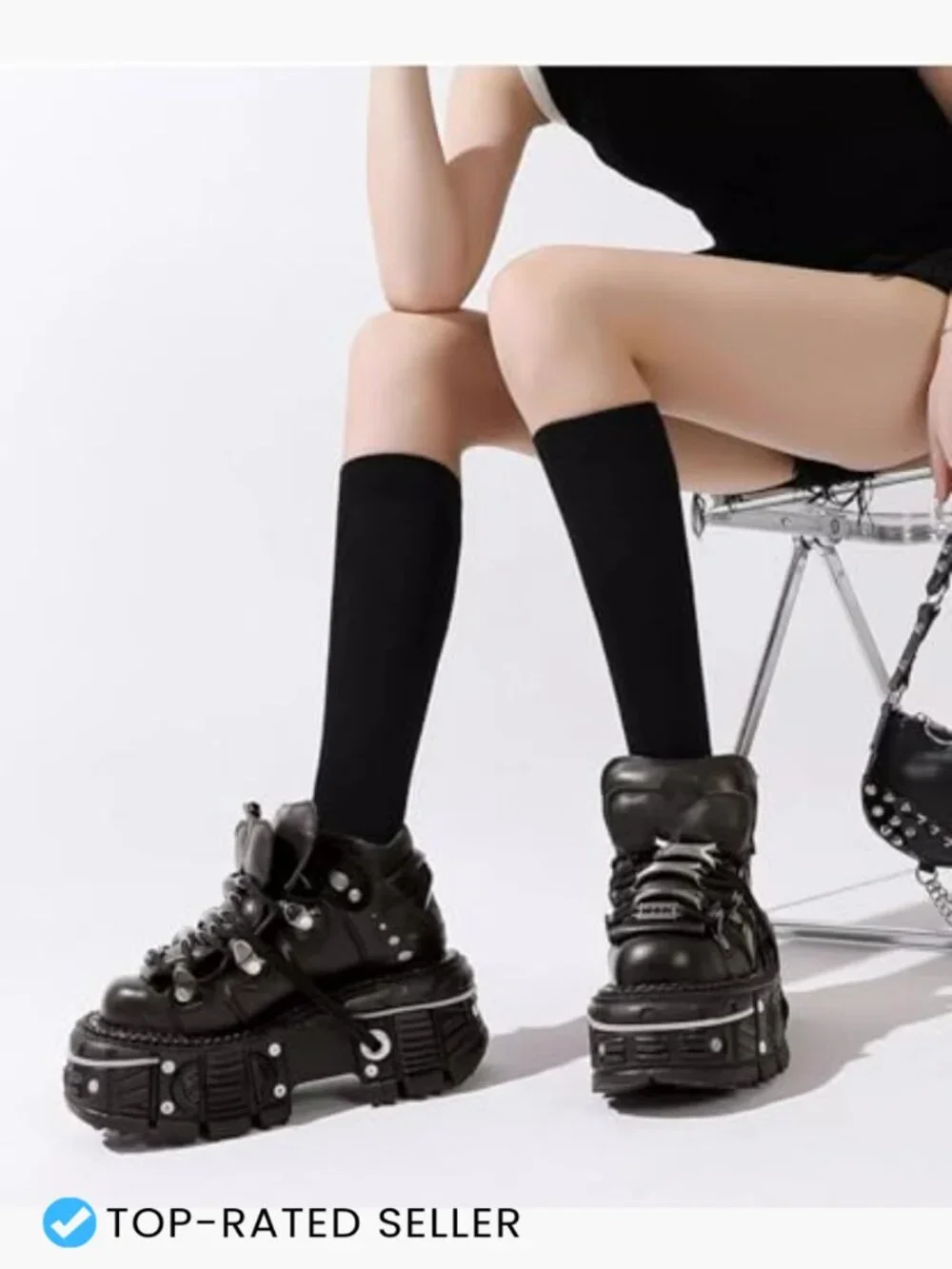 Y2K Skull Platform Derby Shoes Goth Punk Chunky Height Increase Sneakers